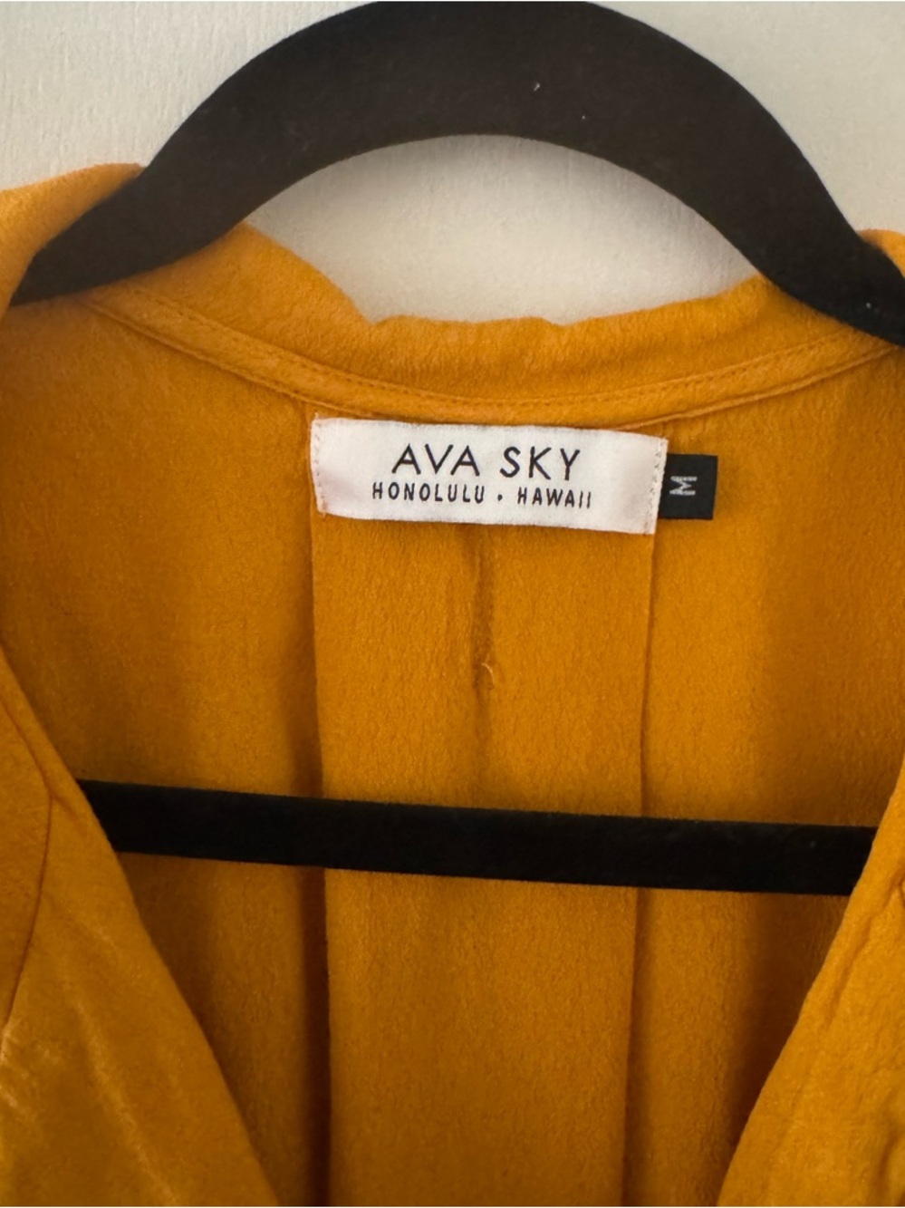 Ava Sky Mustard Tie-Front Button Crop Shirt - Picture 2 of 5